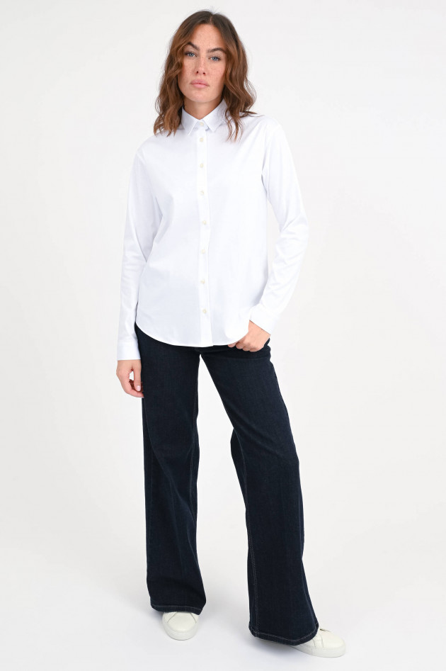 Soluzione Jersey Langarm-Bluse in Weiß