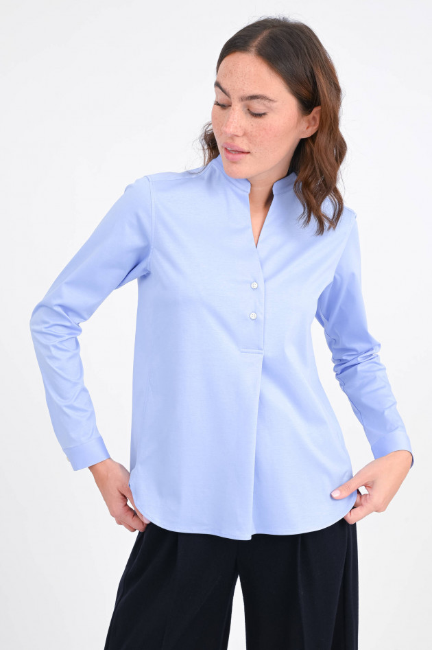 Soluzione Blusen mit Stehkragen in Hellblau