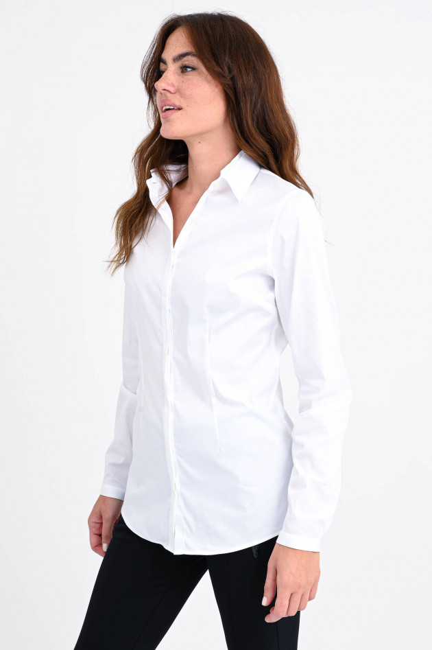 Soluzione Taillierte Bluse aus Baumwollstretch in Weiß