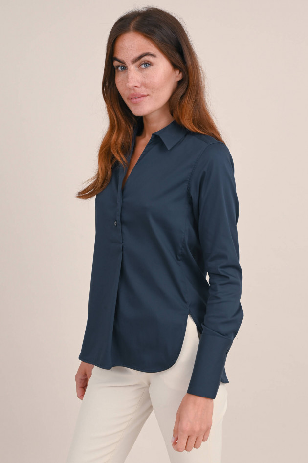 Soluzione Bluse mit kurzer Knopfleiste in Navy