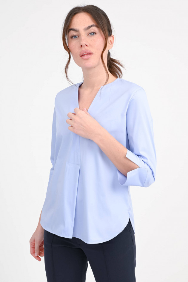 Soluzione Bluse mit V-Auschnitt in Hellblau
