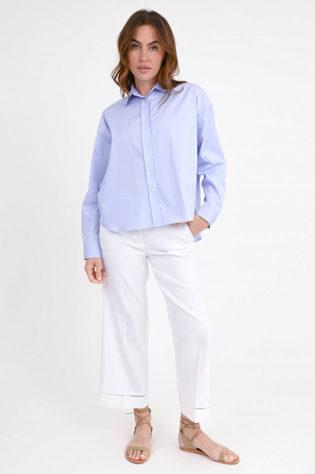 Soluzione Bluse mit verlängertem Rücken in Hellblau
