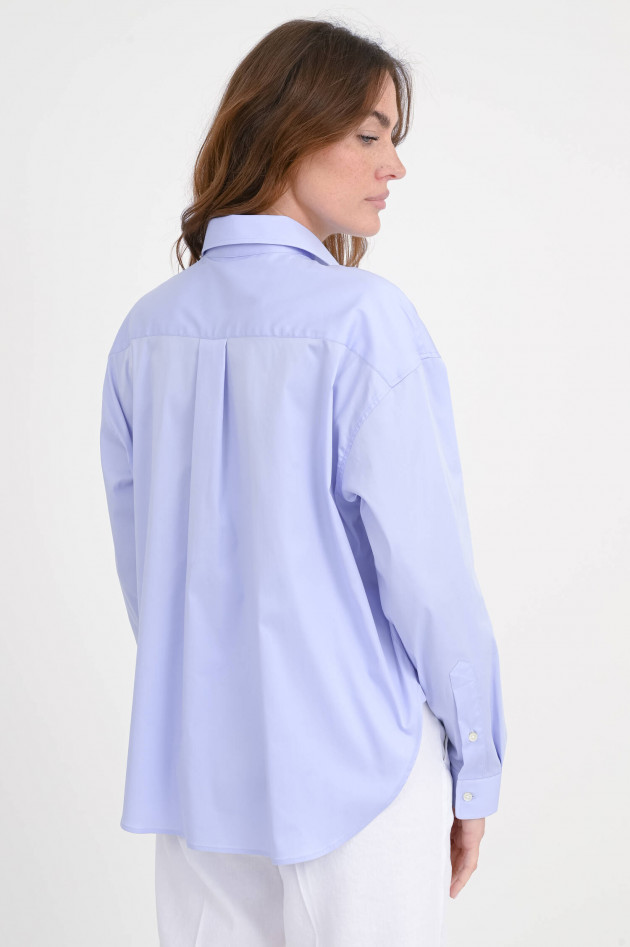 Soluzione Bluse mit verlängertem Rücken in Hellblau