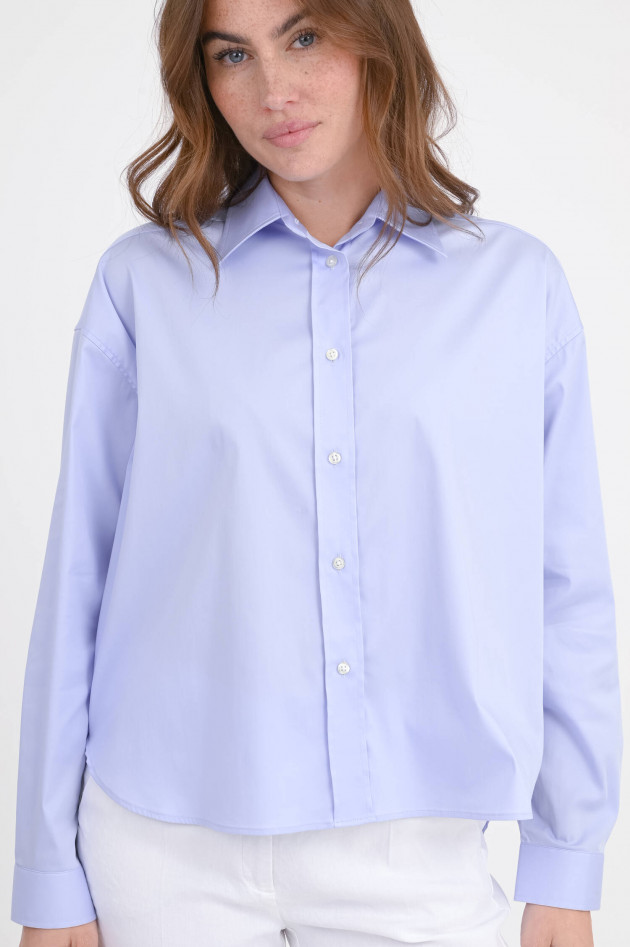 Soluzione Bluse mit verlängertem Rücken in Hellblau