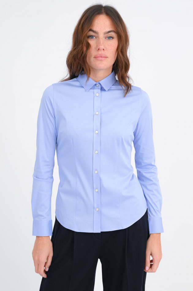Soluzione Taillierte Jersey-Langarm Bluse in Graublau