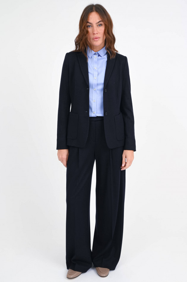 Soluzione Taillierte Jersey-Langarm Bluse in Graublau