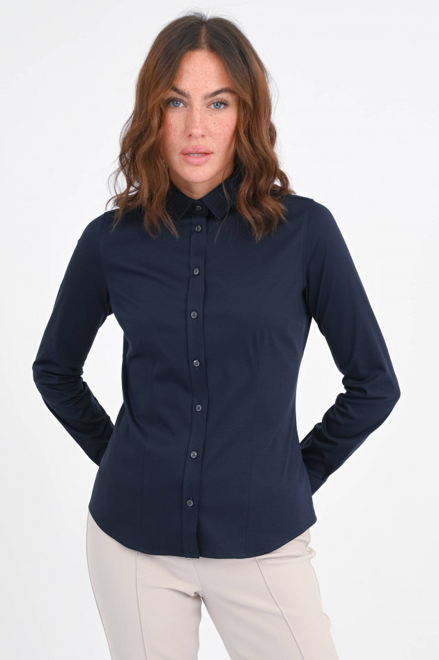 Soluzione Taillierte Jersey-Langarm Bluse in Schwarz