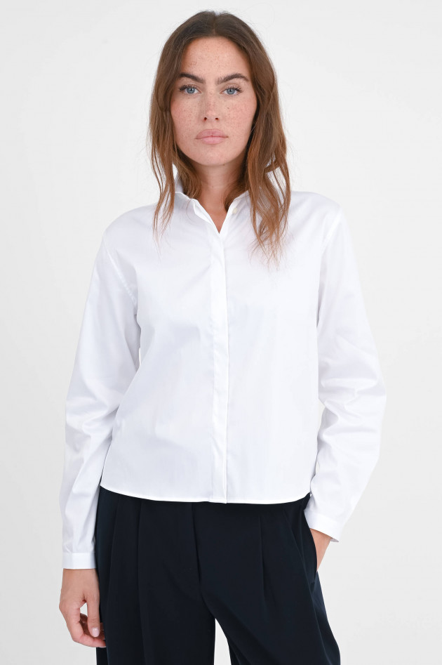 Soluzione Boxy Bluse mit Kellerfalten in Weiß