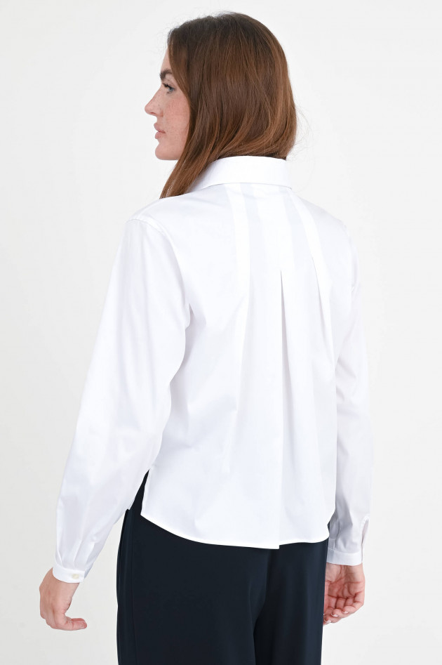 Soluzione Boxy Bluse mit Kellerfalten in Weiß