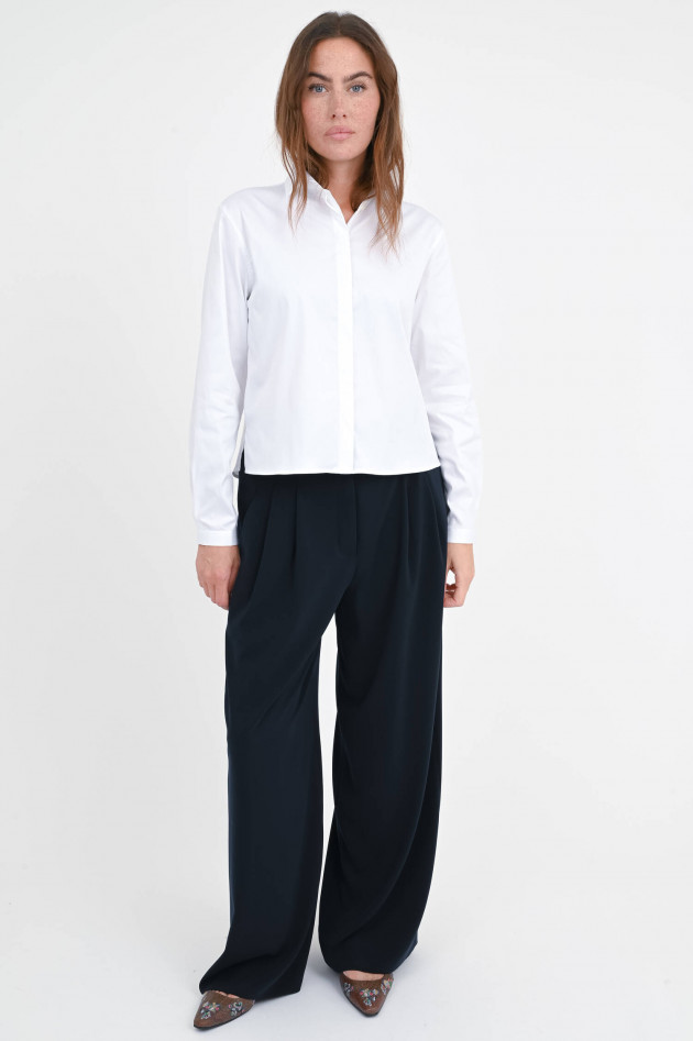 Soluzione Boxy Bluse mit Kellerfalten in Weiß