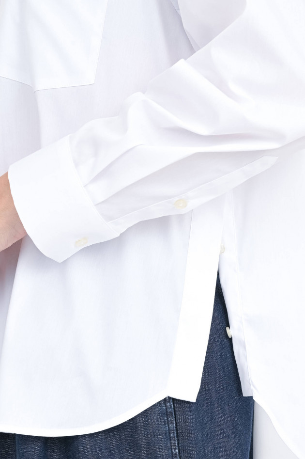 Soluzione Bluse mit verdeckter Knopfleiste in Weiß