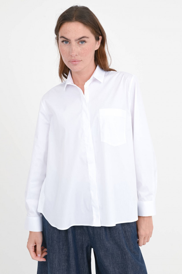 Soluzione Bluse mit verdeckter Knopfleiste in Weiß