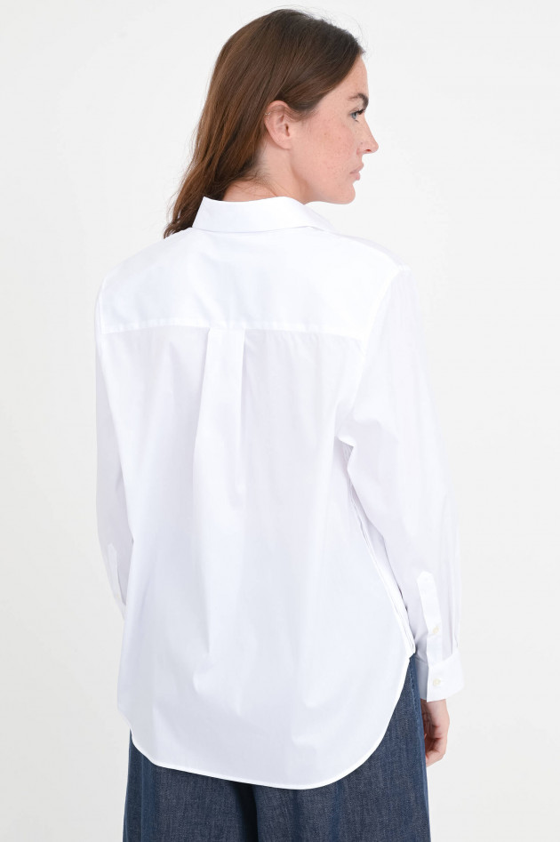 Soluzione Bluse mit verdeckter Knopfleiste in Weiß