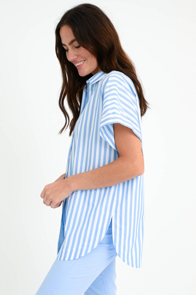 Soluzione Lockere Bluse in Hellblau/Weiß gestreift