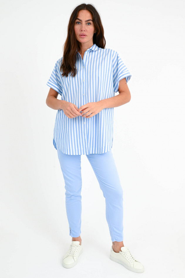 Soluzione Lockere Bluse in Hellblau/Weiß gestreift