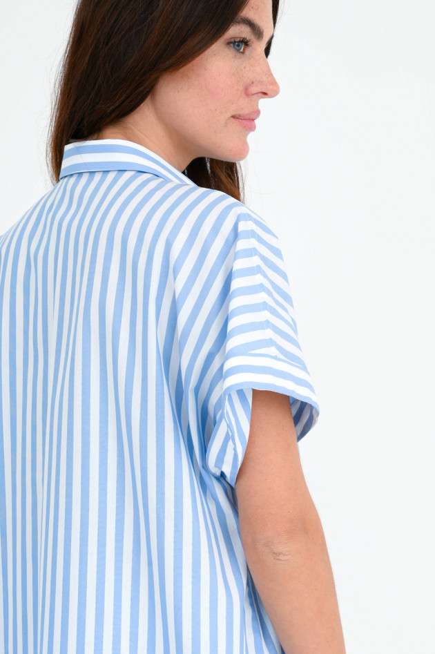 Soluzione Lockere Bluse in Hellblau/Weiß gestreift