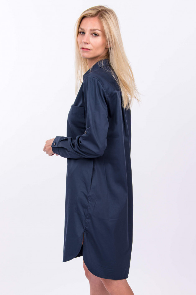 Soluzione Hemdblusen-Kleid aus Baumwolle in Navy