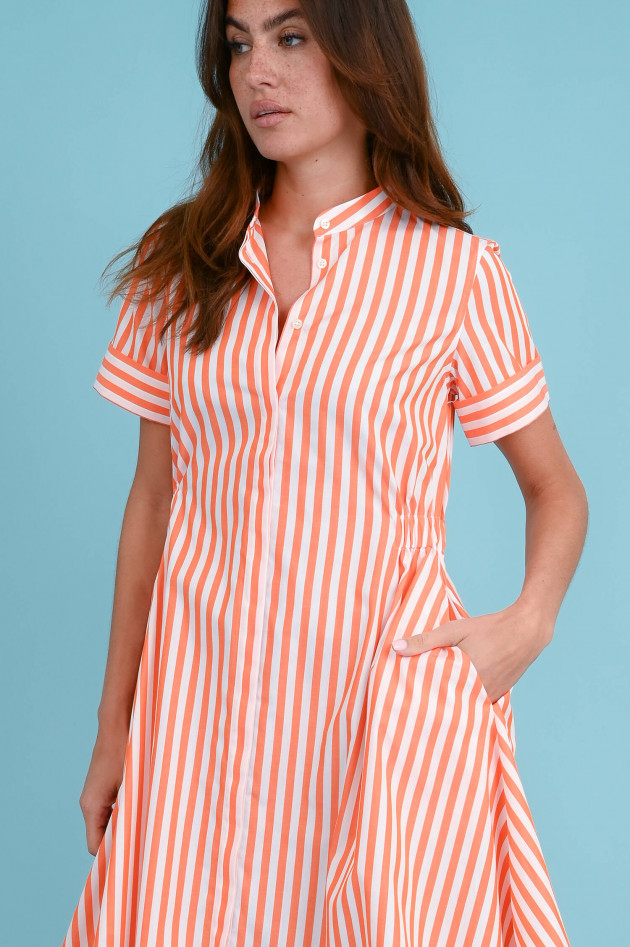Soluzione Kleid mit Streifen-Design in Orange/Weiß