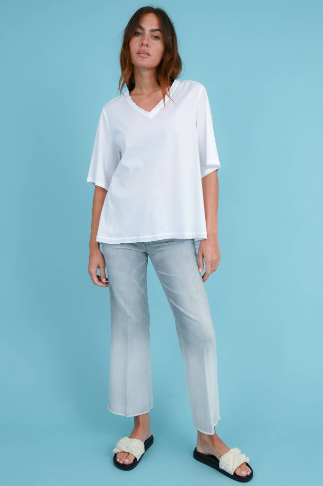 Soluzione Bluse mit Fransen-Details in Weiß