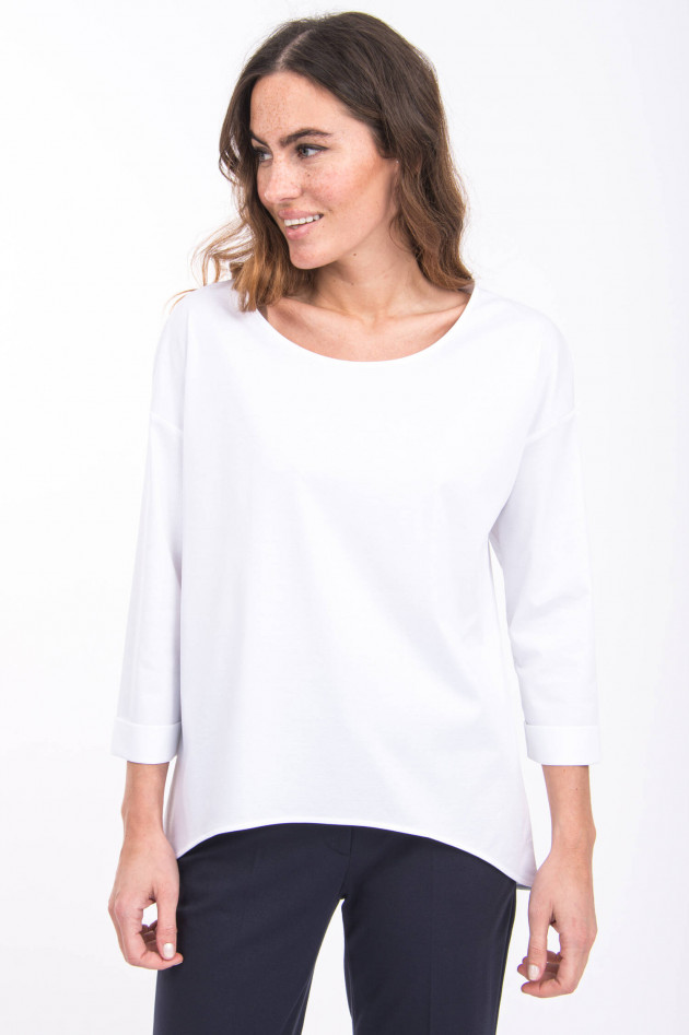 Soluzione Shirt mit verlängertem Rücken in Weiß
