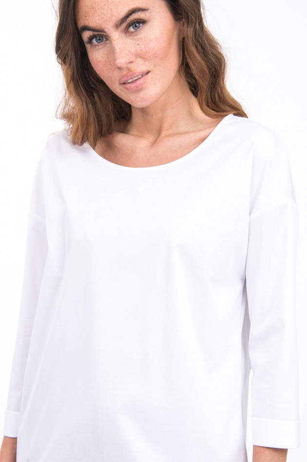 Soluzione Shirt mit verlängertem Rücken in Weiß