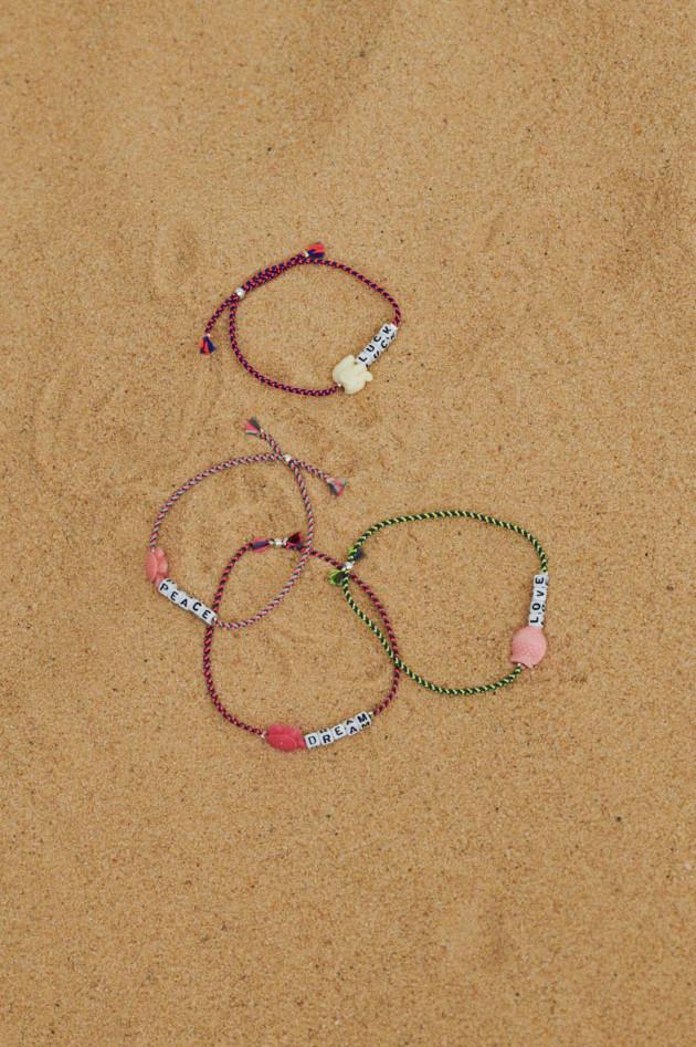Sorbet SQUARE LETTER & CHARM Armband LOVE in Grün/Violett