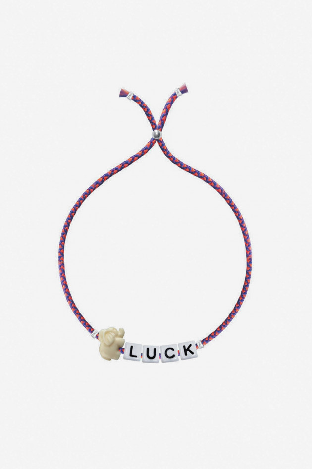 Sorbet SQUARE LETTER & CHARM Armband LUCK in Pink/Violett