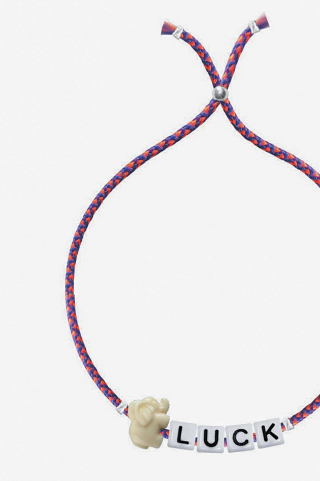 Sorbet SQUARE LETTER & CHARM Armband LUCK in Pink/Violett