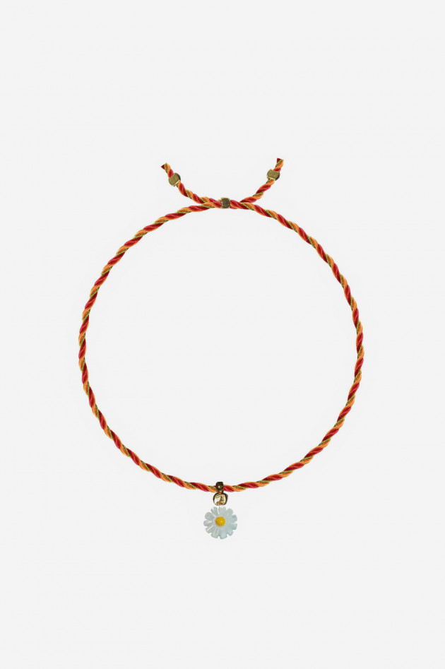 Sorbet Armband mit PERLEN-BLUME in Gold/Rot/Orange