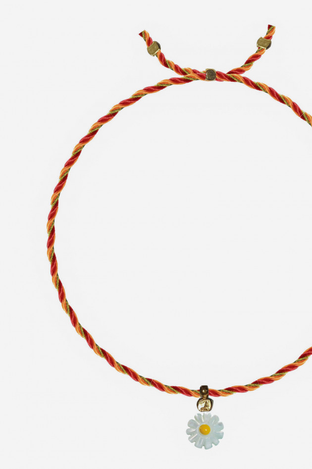 Sorbet Armband mit PERLEN-BLUME in Gold/Rot/Orange