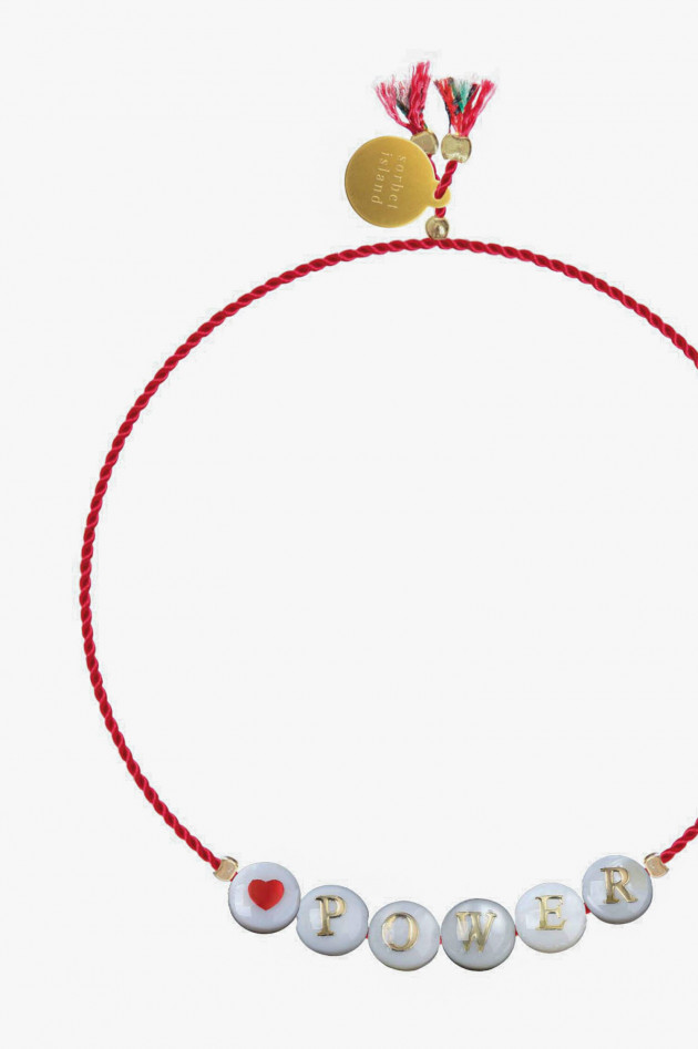 Sorbet Armband mit Buchstaben-Perlen POWER in Rot