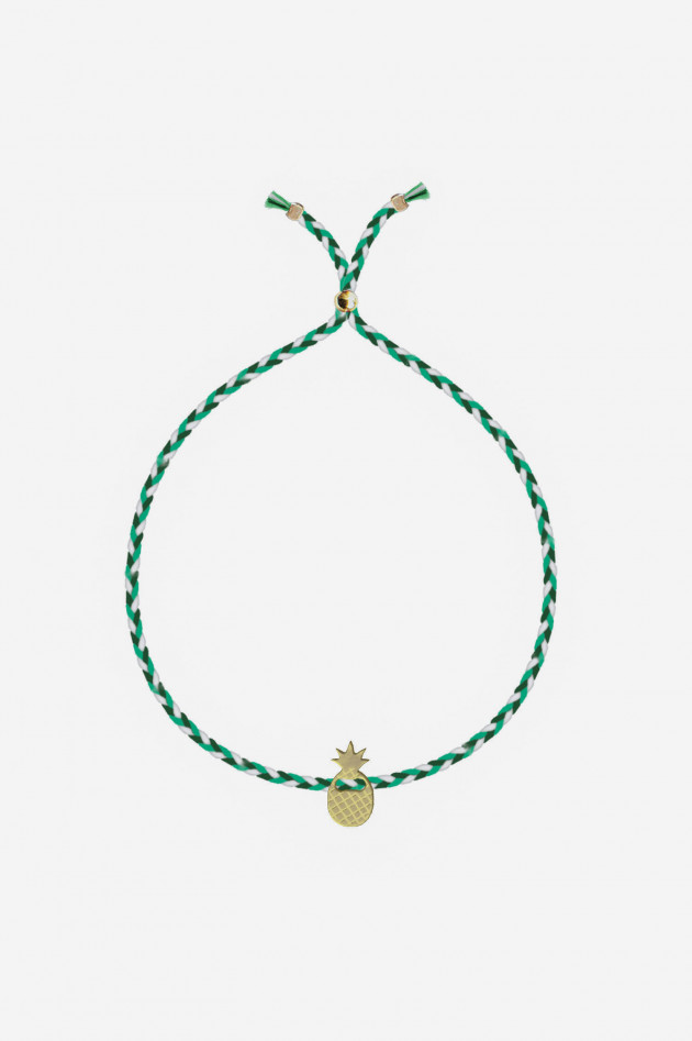 Sorbet Armband mit goldener ANANAS in Grün/Weiß