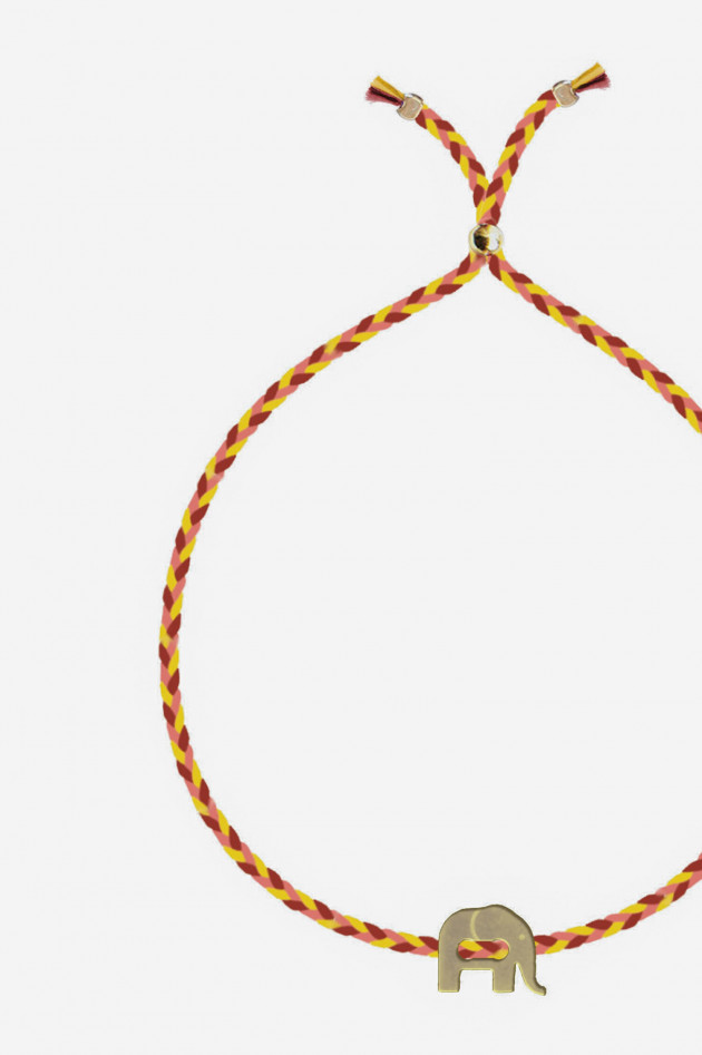 Sorbet Armband mit goldenem ELEFANT in Rot/Braun/Gelb