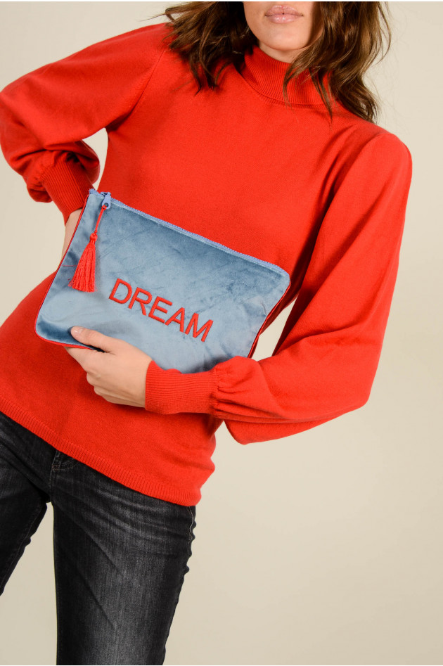 Sorbet Clutch DREAM aus Baumwollsamt in Blau/Rot