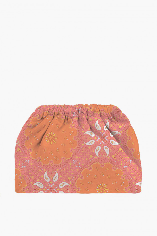 Sorbet Samt-Clutch im Bandana-Design in Mandarine