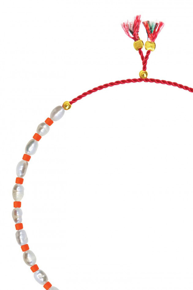 Sorbet MINI FRESHWATER PEARL Halskette in Orange/Weiß