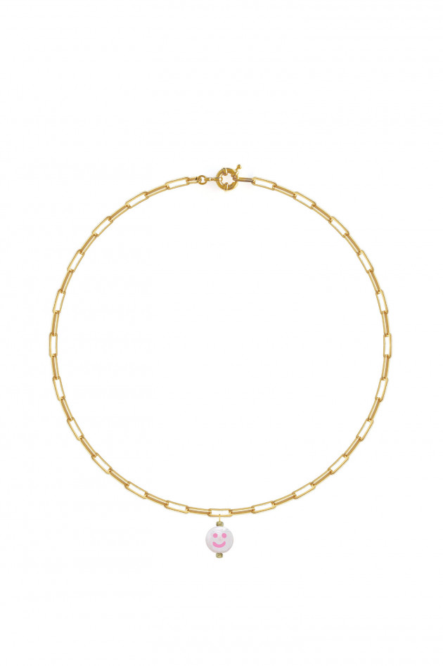 Sorbet HAPPY FACE CHAIN Halskette in Gold/Rosa