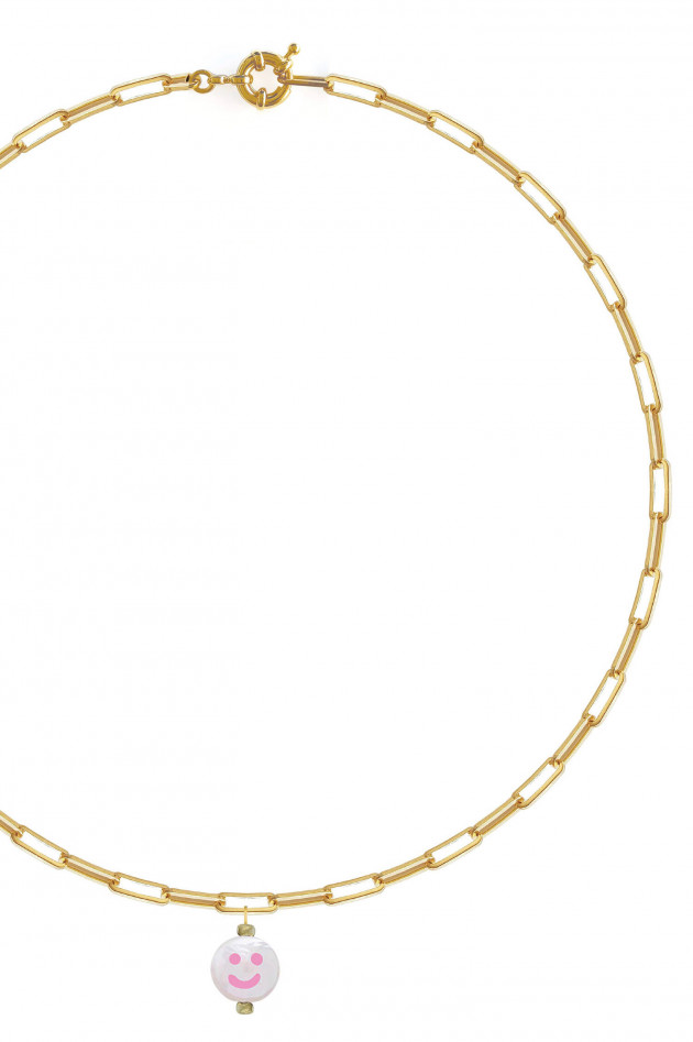 Sorbet HAPPY FACE CHAIN Halskette in Gold/Rosa