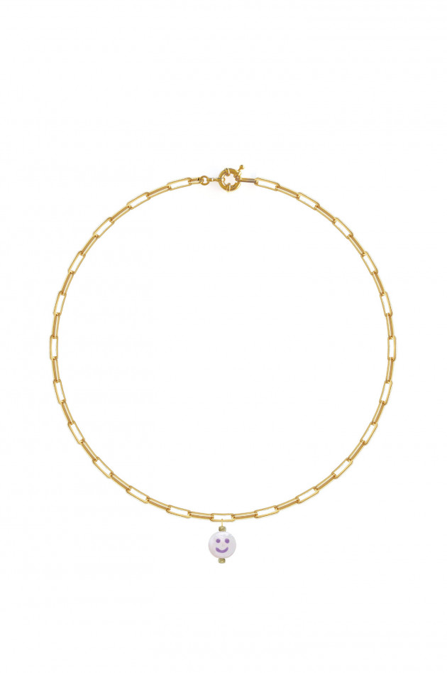 Sorbet HAPPY FACE CHAIN Halskette in Gold/Lila