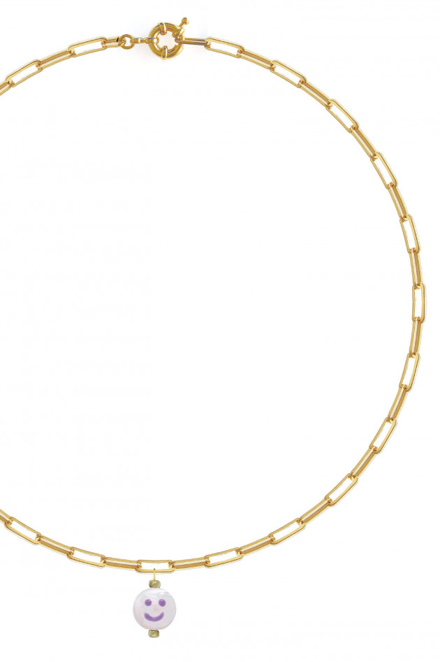 Sorbet HAPPY FACE CHAIN Halskette in Gold/Lila