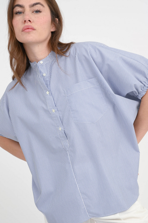 SoSUE Striped-Bluse mit Cowboy-Knopfleiste in Blau/Weiß
