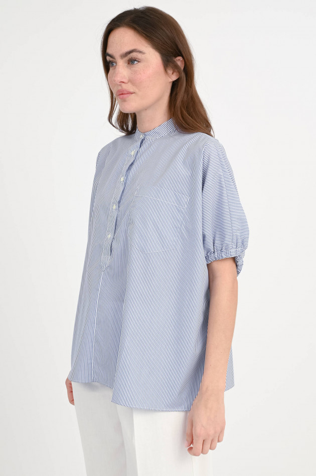 SoSUE Striped-Bluse mit Cowboy-Knopfleiste in Blau/Weiß