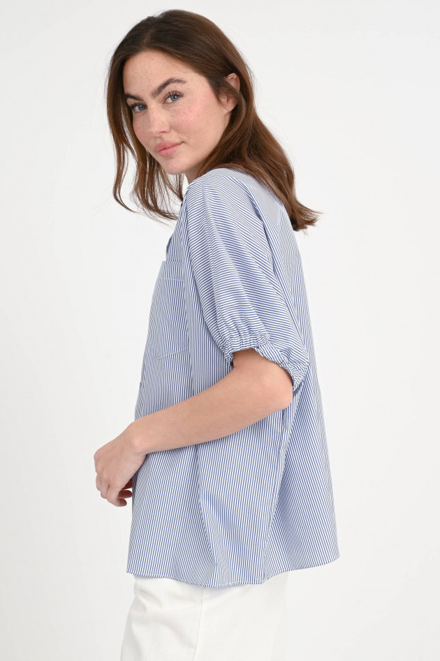 SoSUE Striped-Bluse mit Cowboy-Knopfleiste in Blau/Weiß