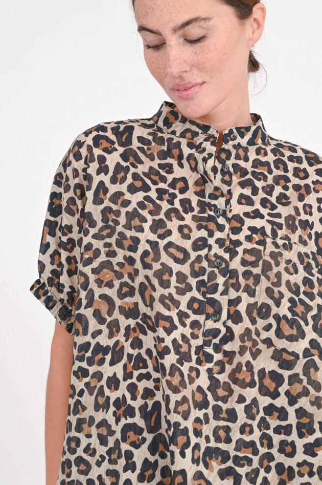 SoSUE Leo-Bluse mit Kurzarm in Braun/Schwarz/Beige