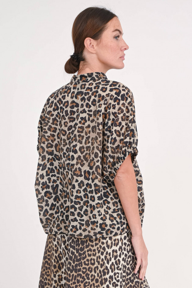 SoSUE Leo-Bluse mit Kurzarm in Braun/Schwarz/Beige
