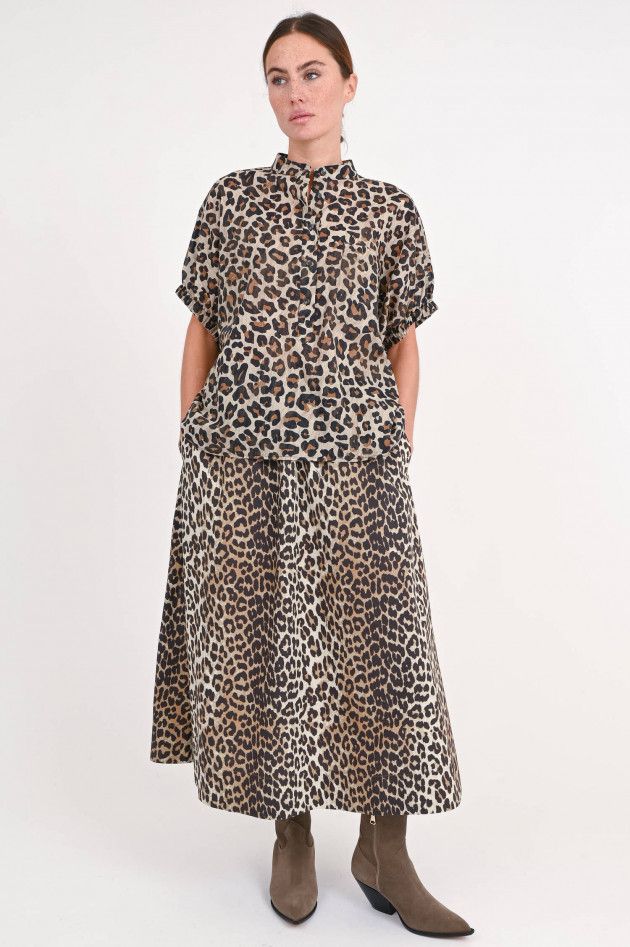 SoSUE Leo-Bluse mit Kurzarm in Braun/Schwarz/Beige