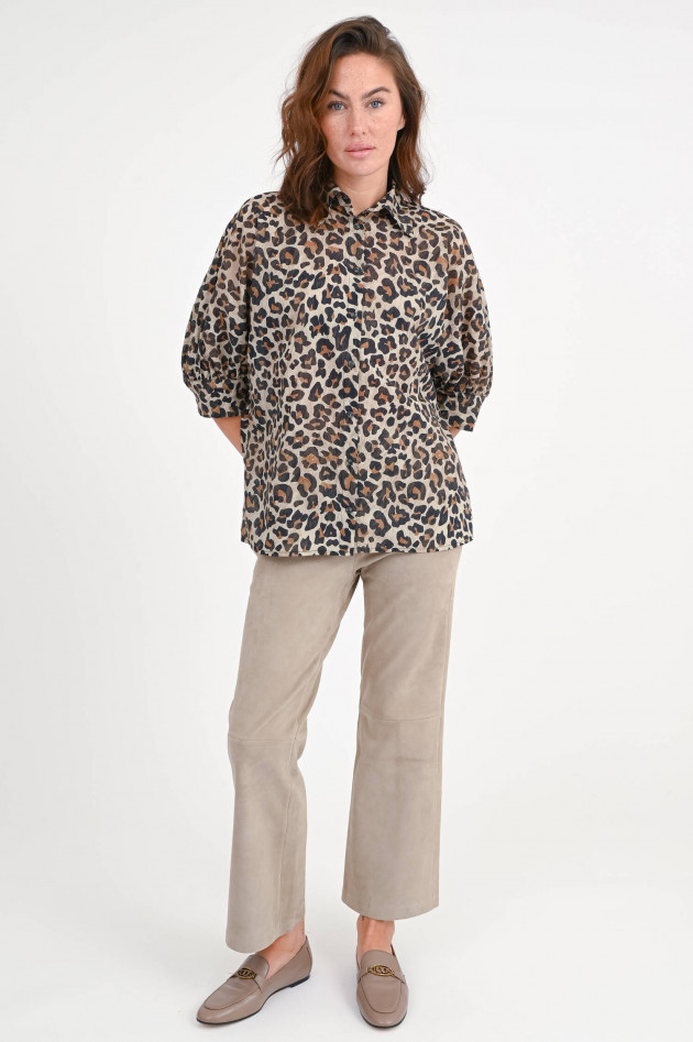 SoSUE Bluse ANTONIA mit Leo-Print in Beige/Braun