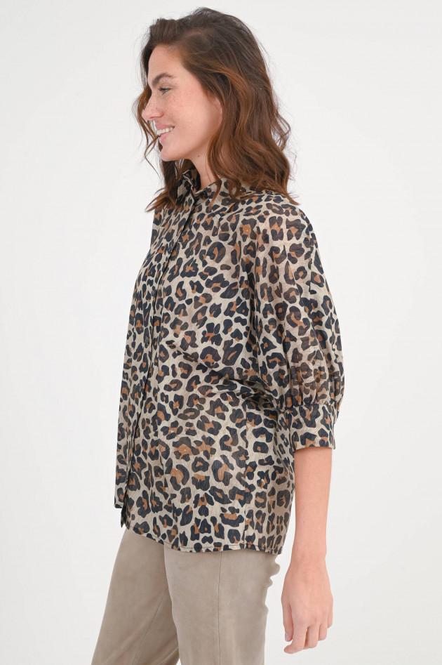 SoSUE Bluse ANTONIA mit Leo-Print in Beige/Braun