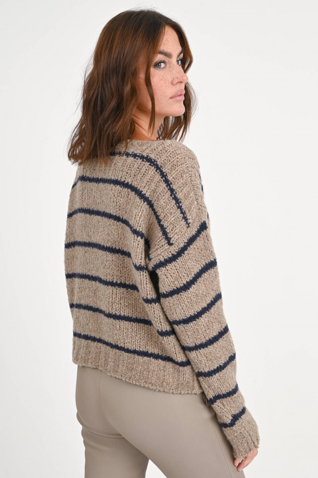 SoSUE Strickpullover mit Streifen in Taupe/Navy