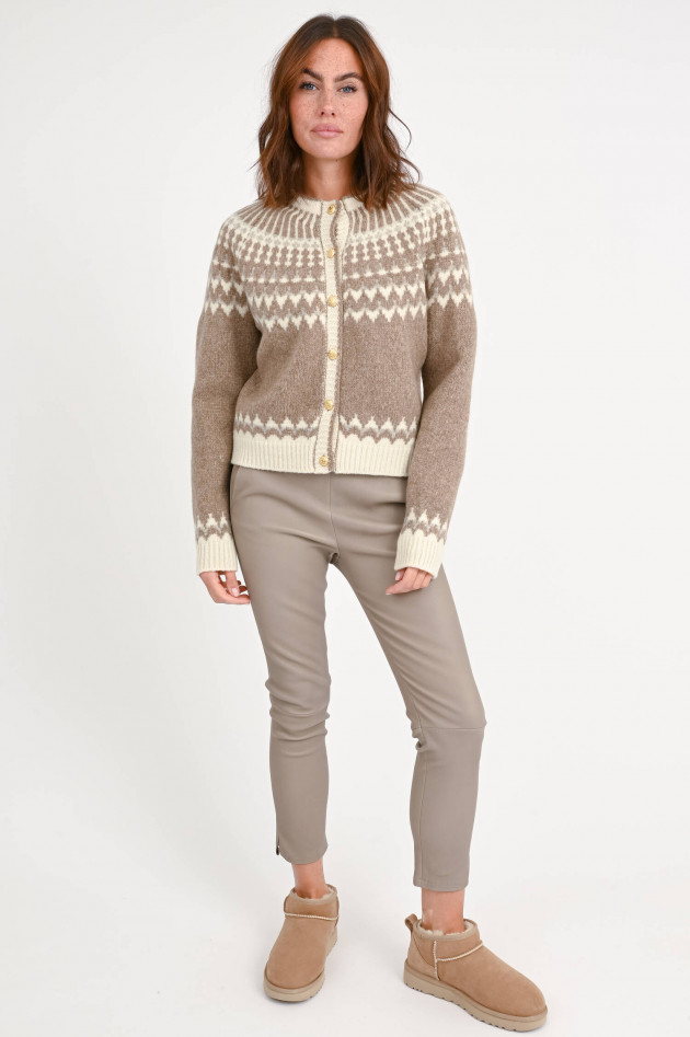 SoSUE Norweger-Strickweste in Taupe/Natur